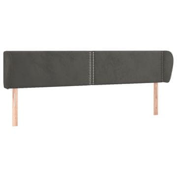 Vidaxl Vzglavje z ušesi temno sivo 183x23x78/88 cm žamet