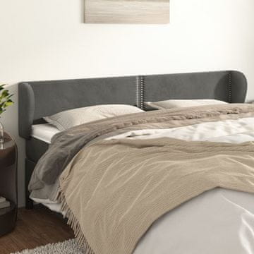 Vidaxl vidaXL Vzglavnik s krilci temno siv 183x23x78/88 cm žamet