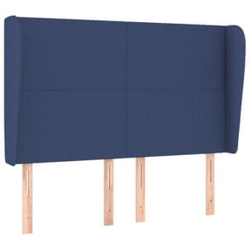 Vidaxl Vzglavje z ušesi modro 147x23x118/128 cm blago