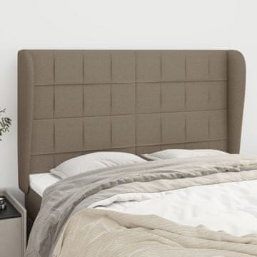 Vidaxl vidaXL Vzglavje postelje s krilci, sivo-rjavo, 147x23x118/128 cm, blago