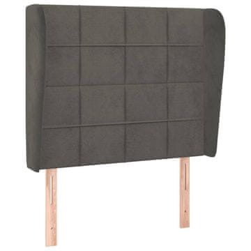 Vidaxl Vzglavje z ušesi temno sivo 93x23x118/128 cm žamet