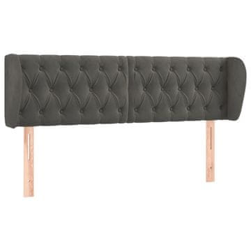 Vidaxl Vzglavje z ušesi temno sivo 163x23x78/88 cm žamet