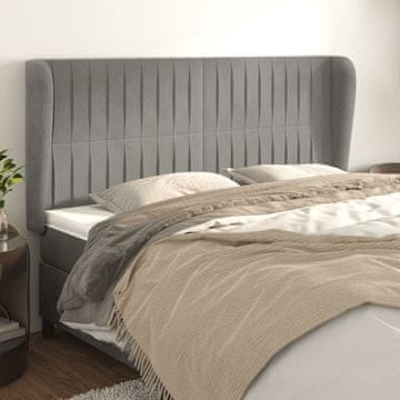 Vidaxl vidaXL Vzglavje s krilci svetlo sivo 163x23x118/128 cm žamet