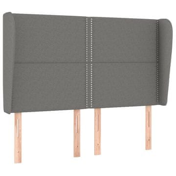 Vidaxl Vzglavje z ušesi temno sivo 147x23x118/128 cm blago