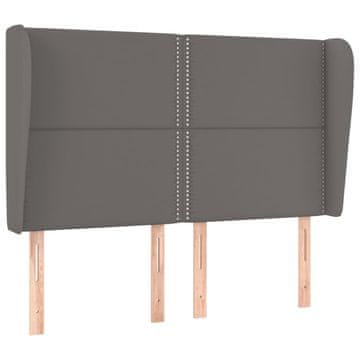 Vidaxl Vzglavje z ušesi sivo 147x23x118/128 cm umetno usnje