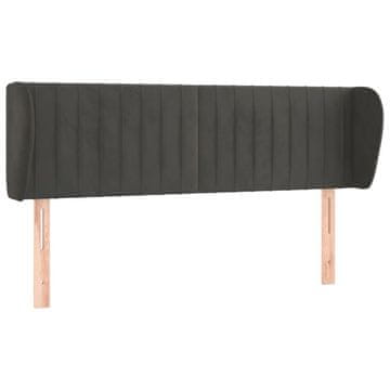 Vidaxl Vzglavje z ušesi temno sivo 147x23x78/88 cm žamet