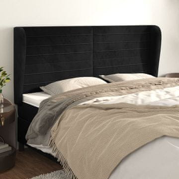Vidaxl vidaXL Vzglavnik s krilci, črn, 203x23x118/128 cm, žamet