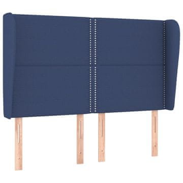 Vidaxl Vzglavje z ušesi modro 147x23x118/128 cm blago