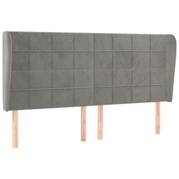Vidaxl Vzglavje z ušesi svetlo sivo 203x23x118/128 cm žamet