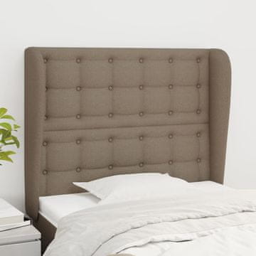 Vidaxl vidaXL Vzglavje postelje s krilci, sivo-rjavo, 103x23x118/128 cm, blago