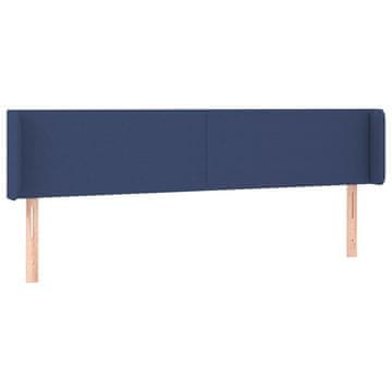 Vidaxl Vzglavje z ušesi modro 163x16x78/88 cm blago