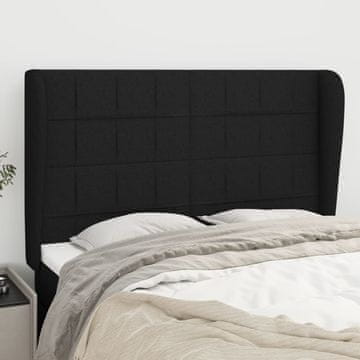 Vidaxl vidaXL Vzglavnik s krilci, črne barve, 147x23x118/128 cm, blago