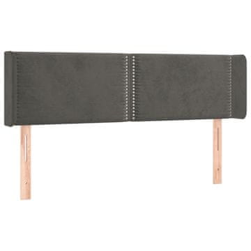 Vidaxl Vzglavje z ušesi temno sivo 147x16x78/88 cm žamet