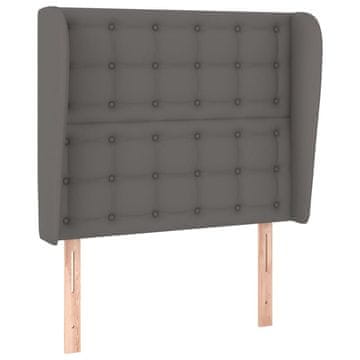 Vidaxl Vzglavje z ušesi sivo 83x23x118/128 cm umetno usnje