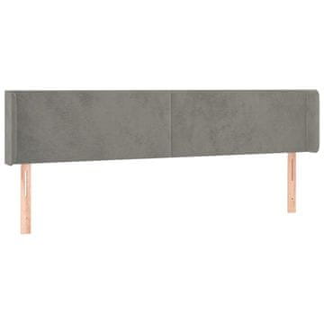 Vidaxl Vzglavje z ušesi svetlo sivo 183x16x78/88 cm žamet
