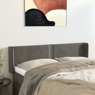 Vidaxl vidaXL Vzglavje s krilci temno sivo 147x16x78/88 cm žamet