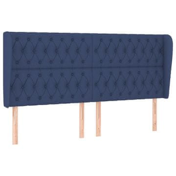 Vidaxl Vzglavje z ušesi modro 203x23x118/128 cm blago