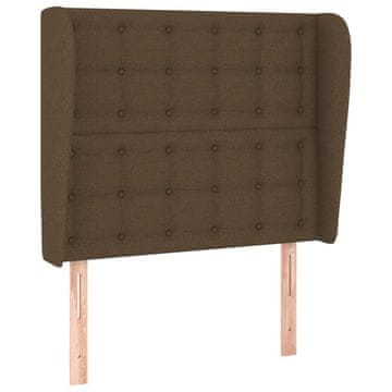 Vidaxl Vzglavje z ušesi temno rjavo 83x23x118/128 cm blago