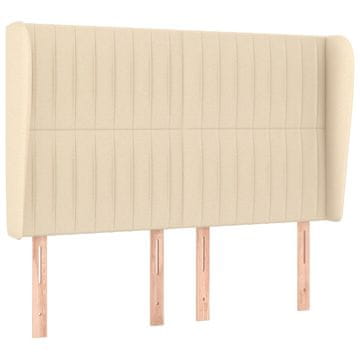 Vidaxl Vzglavje z ušesi krem 147x23x118/128 cm blago