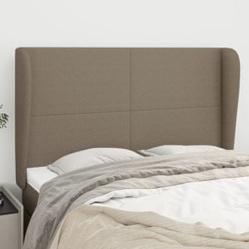 Vidaxl vidaXL Vzglavje postelje s krilci, sivo-rjavo, 147x23x118/128 cm, blago