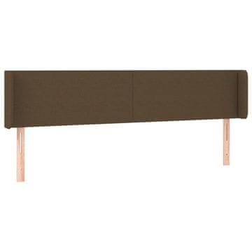 Vidaxl Vzglavje z ušesi temno rjavo 183x16x78/88 cm blago