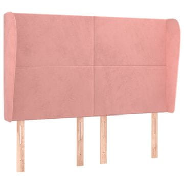 Vidaxl Vzglavje z ušesi roza 147x23x118/128 cm žamet