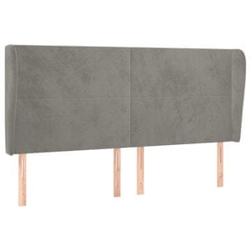 Vidaxl Vzglavje z ušesi svetlo sivo 183x23x118/128 cm žamet