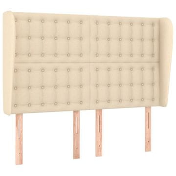 Vidaxl Vzglavje z ušesi krem 147x23x118/128 cm blago