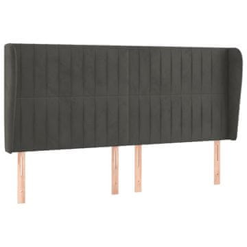 Vidaxl Vzglavje z ušesi temno sivo 163x23x118/128 cm žamet