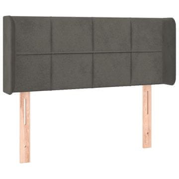 Vidaxl Vzglavje z ušesi temno sivo 93x16x78/88 cm žamet
