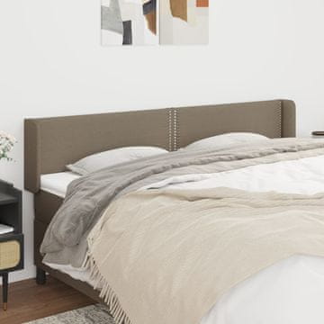 Vidaxl vidaXL Vzglavje postelje s krilci, sivo-rjavo, 203x16x78/88 cm, blago