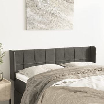 Vidaxl vidaXL Vzglavje s krilci temno sivo 147x16x78/88 cm žamet