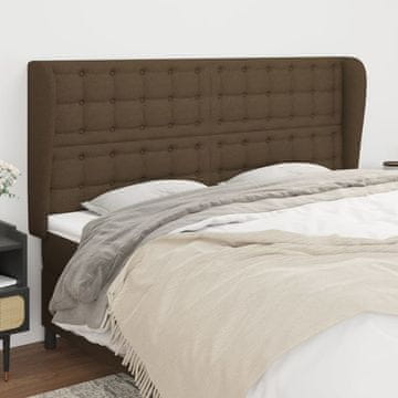 Vidaxl vidaXL Vzglavje s krilci temno rjavo 183x23x118/128 cm blago