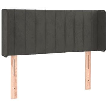 Vidaxl Vzglavje z ušesi temno sivo 83x16x78/88 cm žamet