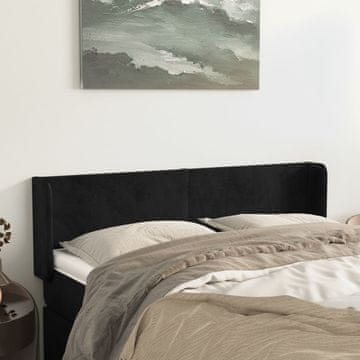Vidaxl vidaXL Vzglavnik s krilci, črn 147x16x78/88 cm, žamet