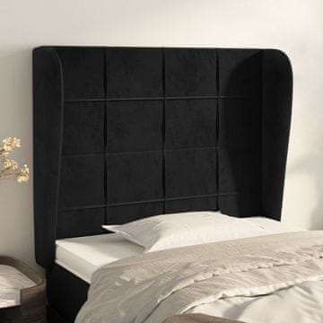 Vidaxl vidaXL Vzglavnik s krilci, črn 103x23x118/128 cm, žamet