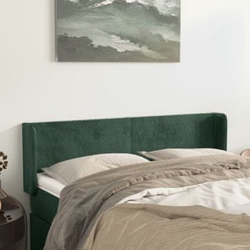 Vidaxl vidaXL Vzglavje s krilci temno zeleno 147x16x78/88 cm žamet
