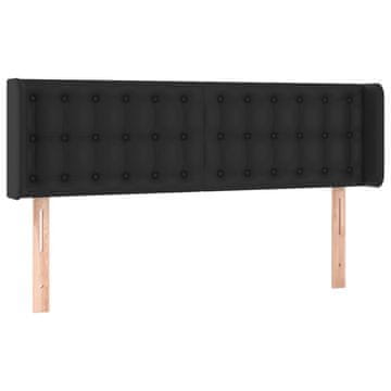 Vidaxl Vzglavje z ušesi črno 147x16x78/88 cm umetno usnje