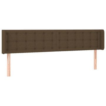 Vidaxl Vzglavje z ušesi temno rjavo 163x16x78/88 cm blago