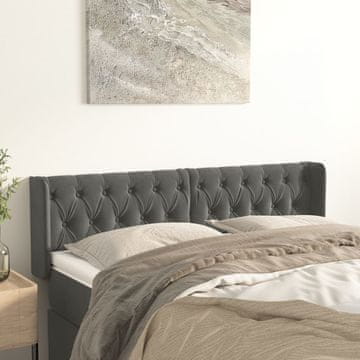 Vidaxl vidaXL Vzglavje s krilci temno sivo 163x16x78/88 cm žamet