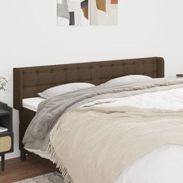 Vidaxl vidaXL Vzglavje s krilci temno rjavo 183x16x78/88 cm blago
