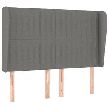Vidaxl Vzglavje z ušesi temno sivo 147x23x118/128 cm blago