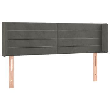 Vidaxl Vzglavje z ušesi temno sivo 147x16x78/88 cm žamet