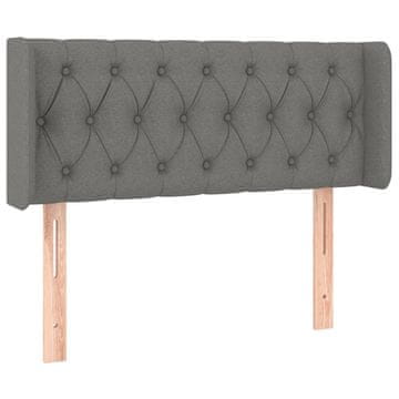 Vidaxl Vzglavje z ušesi temno sivo 93x16x78/88 cm blago