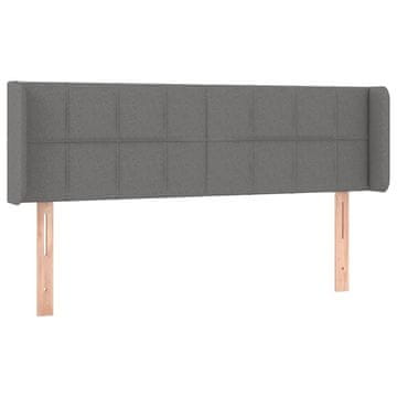 Vidaxl Vzglavje z ušesi temno sivo 147x16x78/88 cm blago