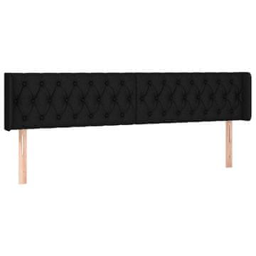 Vidaxl Vzglavje z ušesi črno 183x16x78/88 cm blago