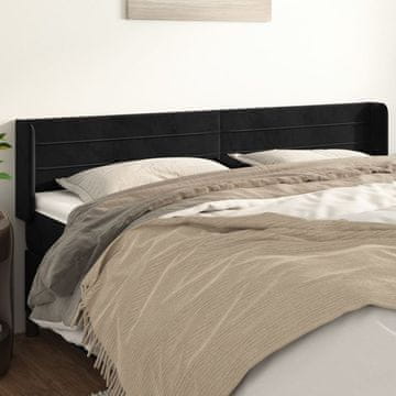 Vidaxl vidaXL Vzglavnik s krilci, črn 163x16x78/88 cm, žamet