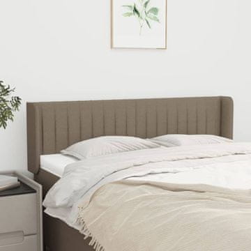 Vidaxl vidaXL Vzglavje postelje s krilci, sivo-rjavo, 147x16x78/88 cm, blago