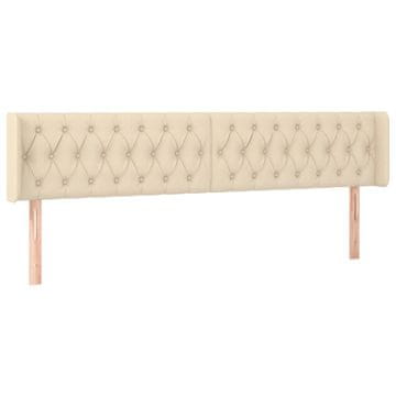 Vidaxl Vzglavje z ušesi krem 203x16x78/88 cm blago