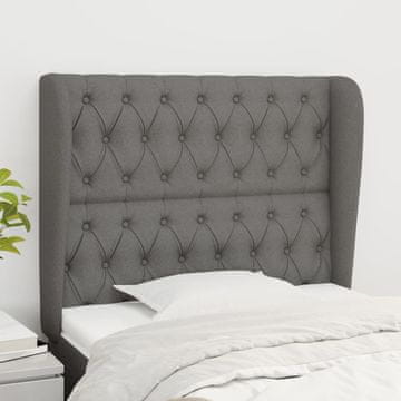 Vidaxl vidaXL Vzglavnik s krilci temno siv 103x23x118/128 cm blago